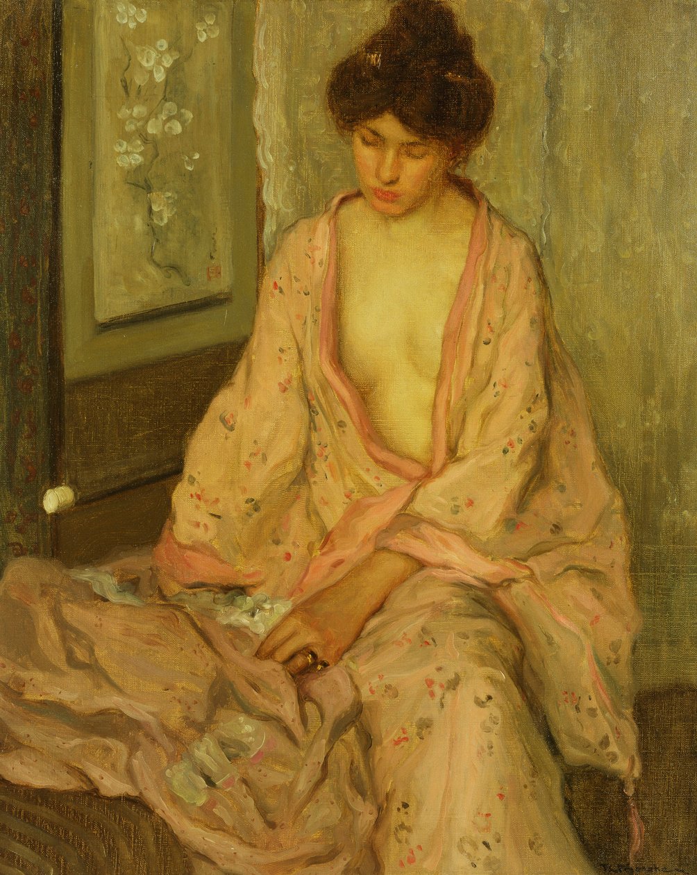 A rózsaszín kimonó alkotó: Frederick Carl Frieseke