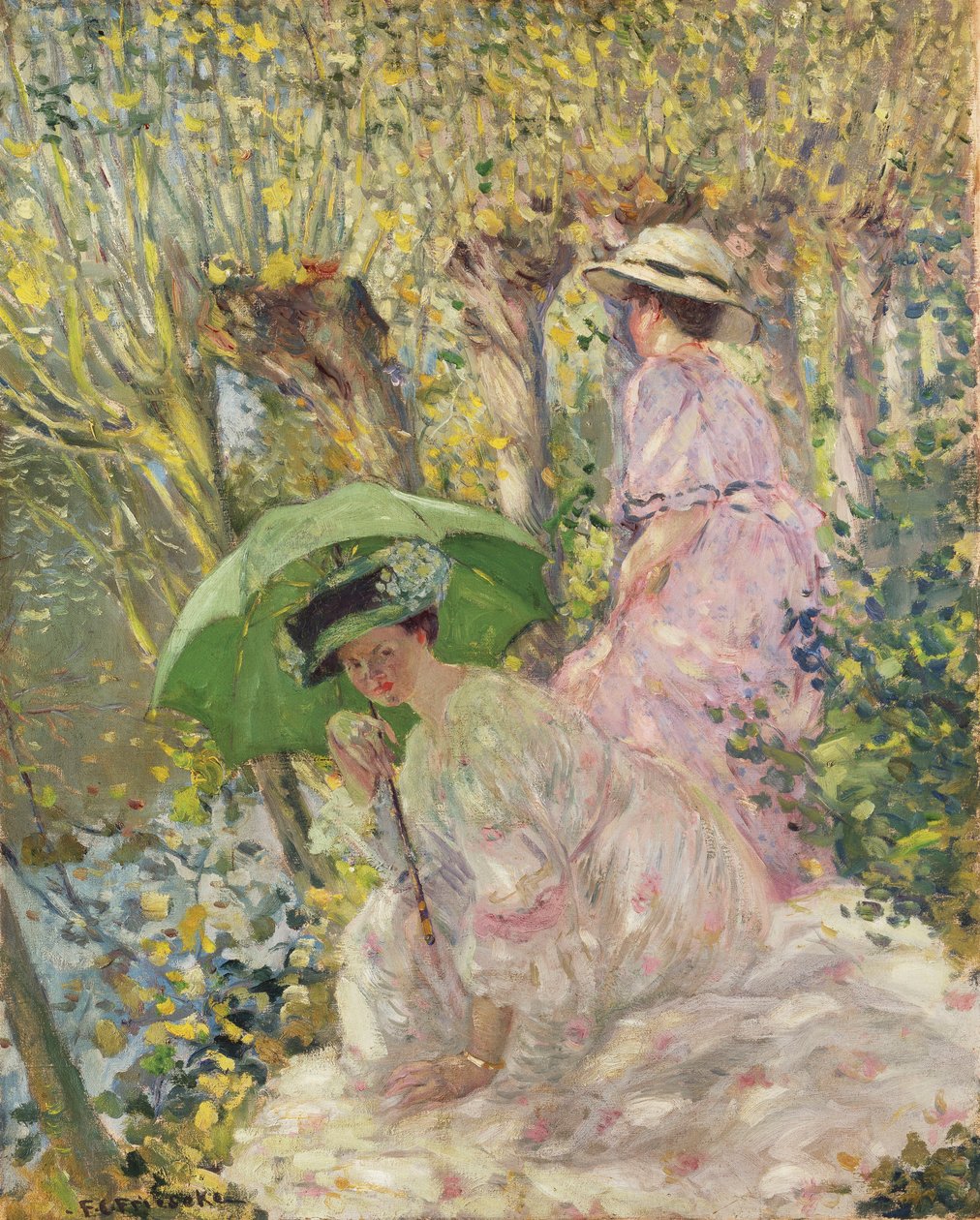 Két fiatal lány a kertben, 1911 körül (olaj, vászon) alkotó: Frederick Carl Frieseke