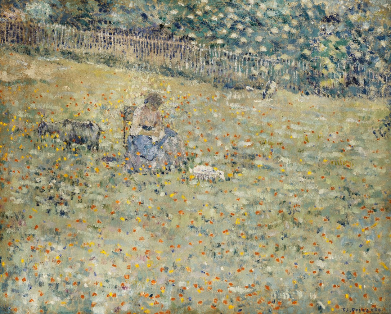 Nő és kecske alkotó: Frederick Carl Frieseke