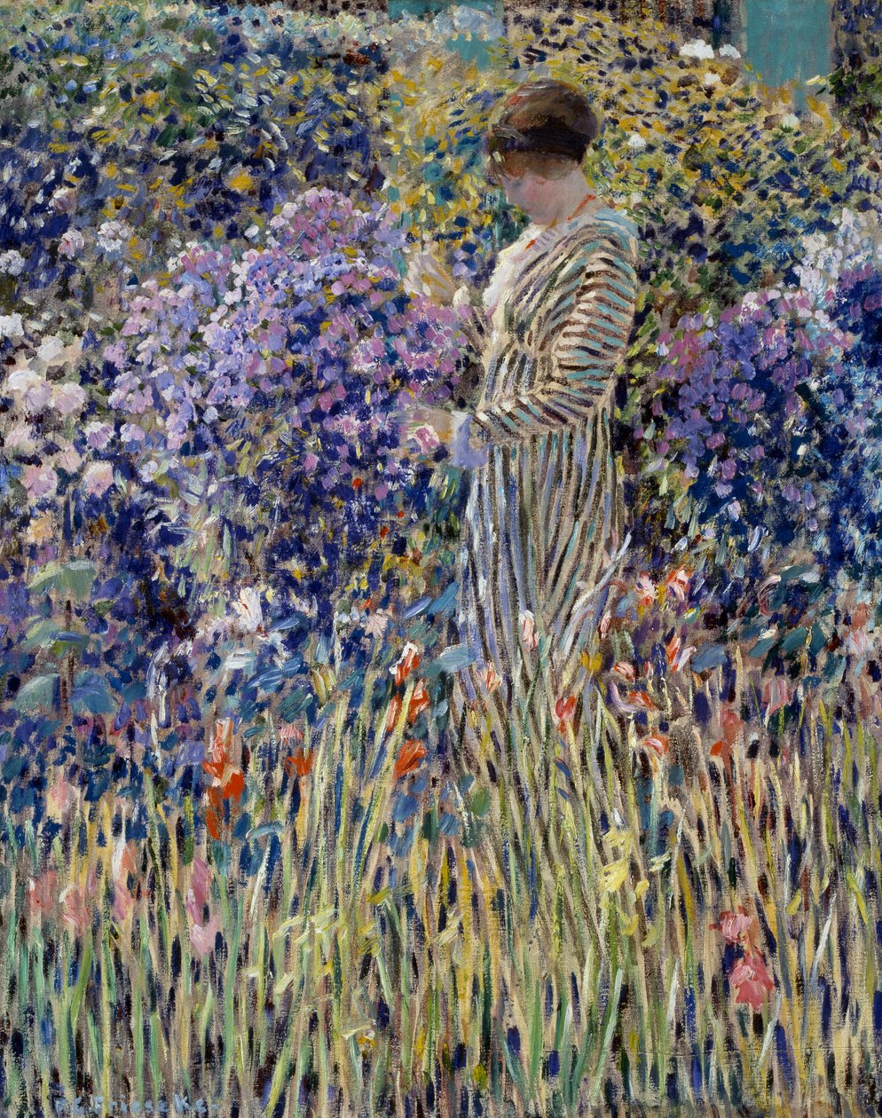 Nő a kertben, 1912 körül, Frederick Carl Frieseke (1874-1939) festménye, olaj, vászon, 81x65 cm alkotó: Frederick Carl Frieseke