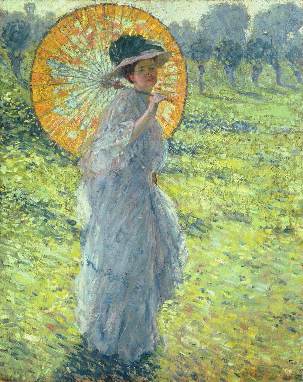 Nő napernyővel, c. 1906 (olaj, vászon) alkotó: Frederick Carl Frieseke