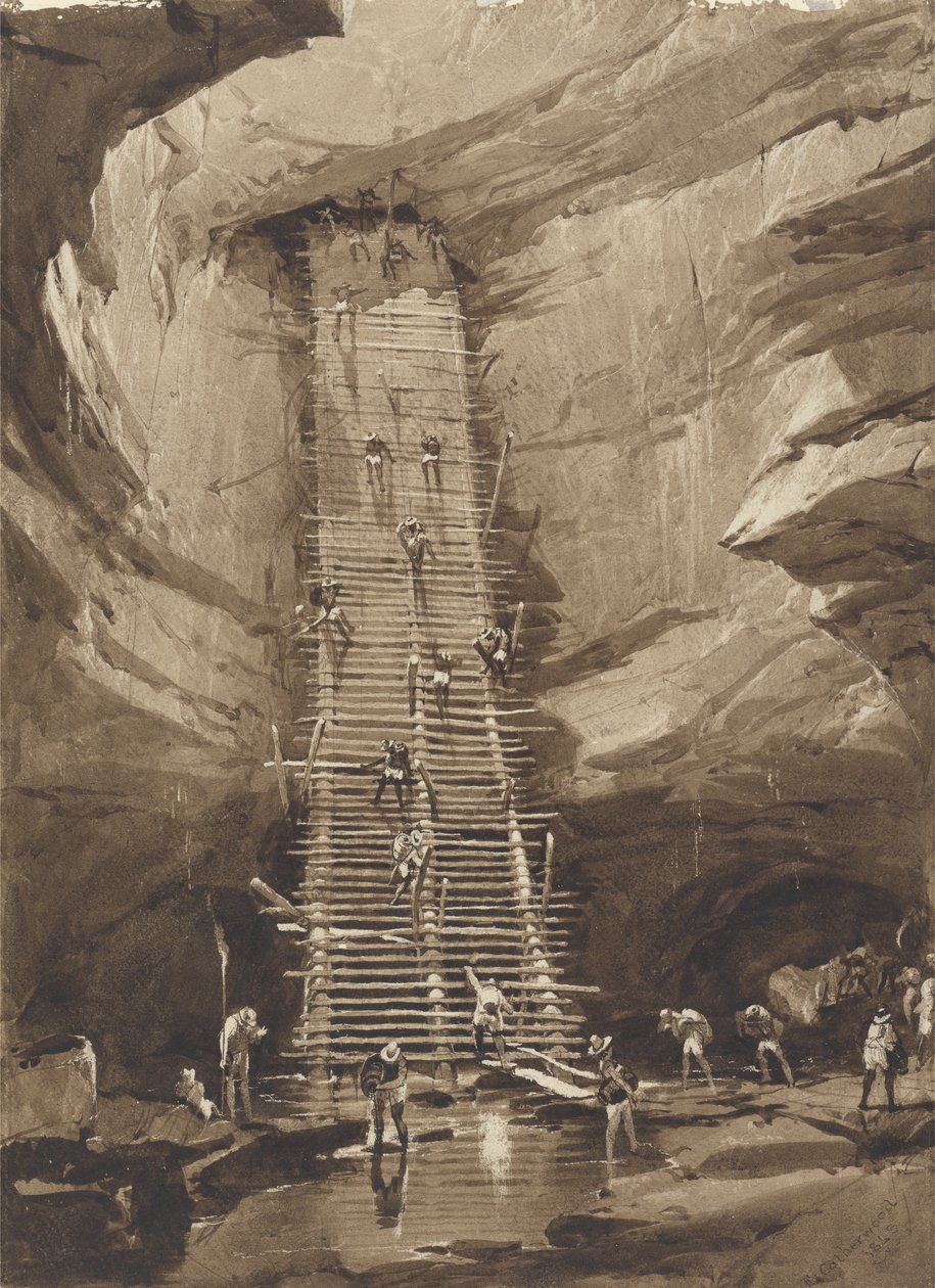 Kút Bolonchenben, Yucatanban (toll, tinta, ceruza és mosás papíron) alkotó: Frederick Catherwood