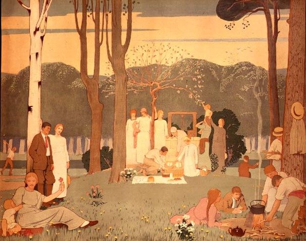 Piknik jelenet (plakát) alkotó: Frederick Cayley Robinson