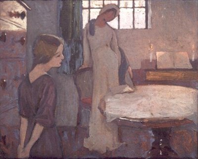 Tanulmány az "Egy téli estéhez" II., 1900 körül (olaj, tábla) alkotó: Frederick Cayley Robinson