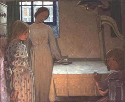 Tanulmány az „Egy téli estéhez”, 1900 körül (olaj, karton) alkotó: Frederick Cayley Robinson