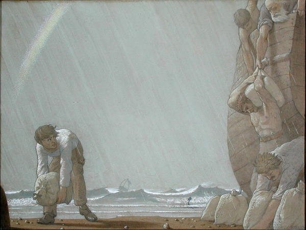 Kereskedők a tengeren (akvarell ceruzával, papíron) alkotó: Frederick Cayley Robinson