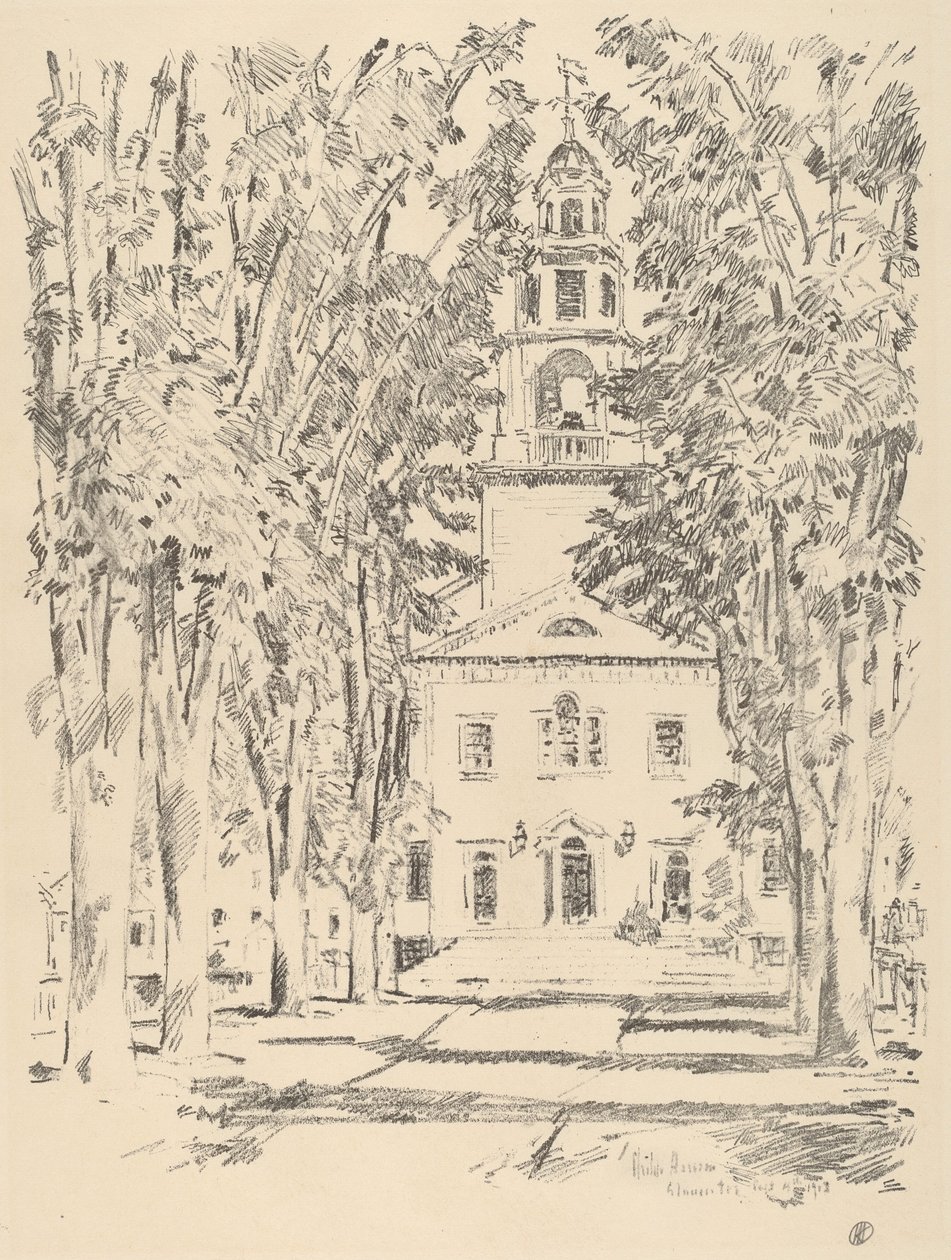 Colonial Church, Gloucester, 1918. alkotó: Frederick Childe Hassam
