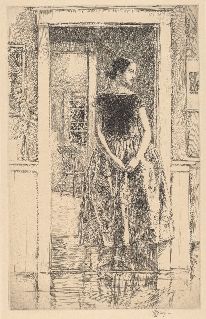 Lány modern ruhában, 1922. alkotó: Frederick Childe Hassam