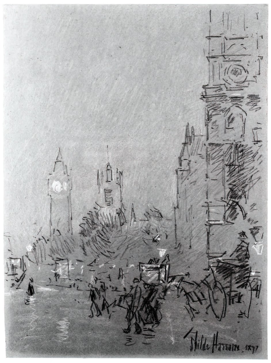 London, este, 1897. alkotó: Frederick Childe Hassam