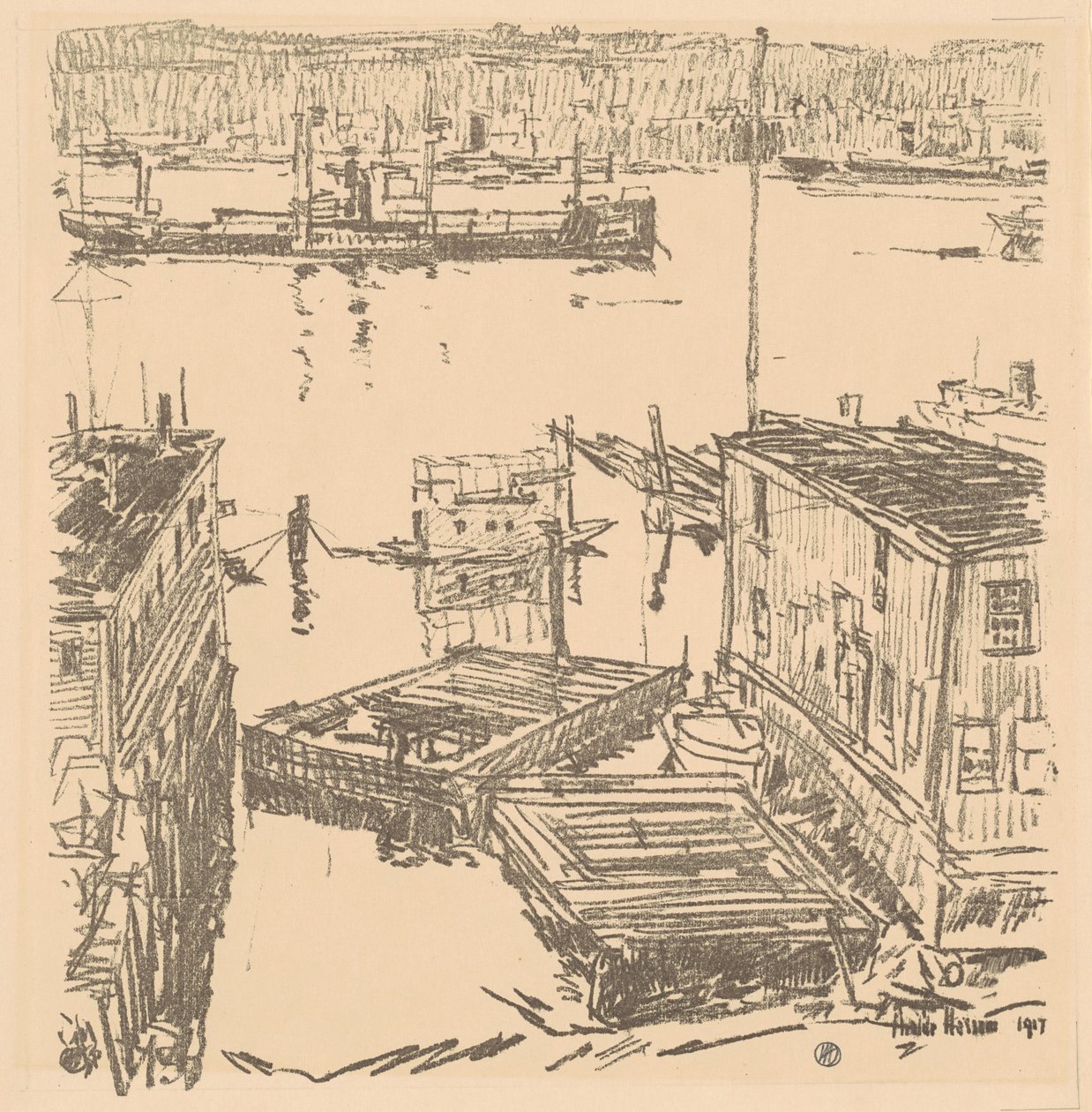North River, 1917. alkotó: Frederick Childe Hassam