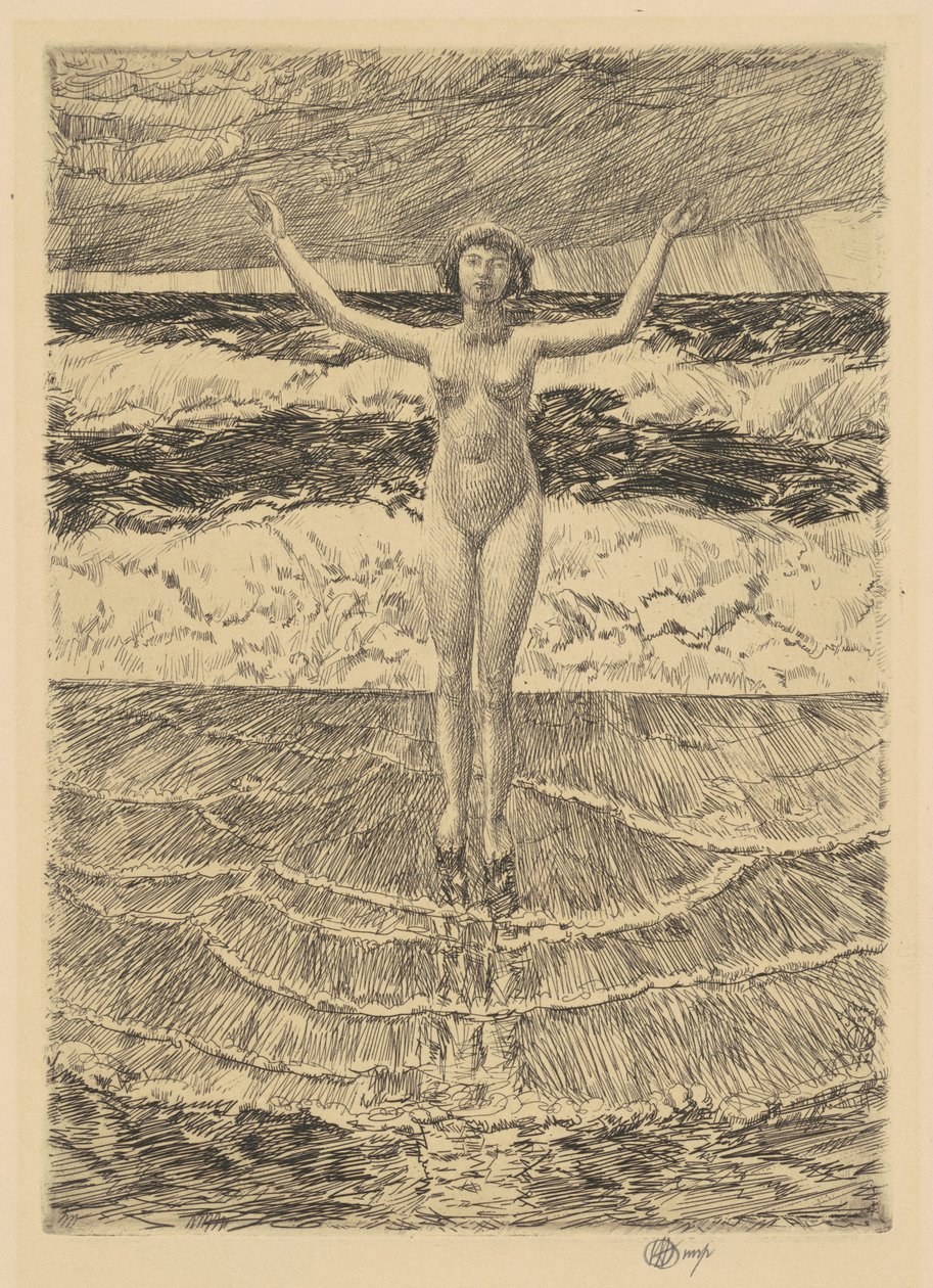 Esőcseppek és szörfözés, 1921. alkotó: Frederick Childe Hassam