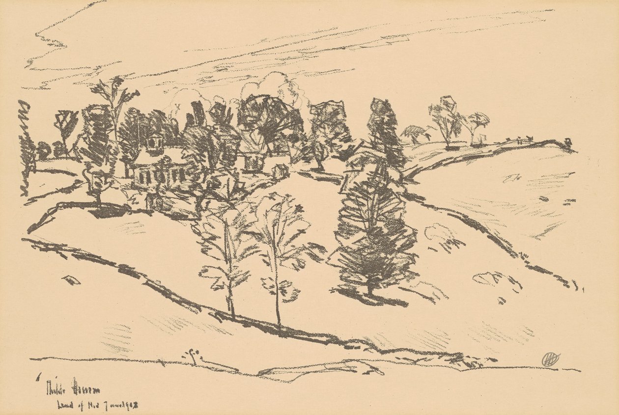 A kis iskolaház, Nod földje, 1918. alkotó: Frederick Childe Hassam