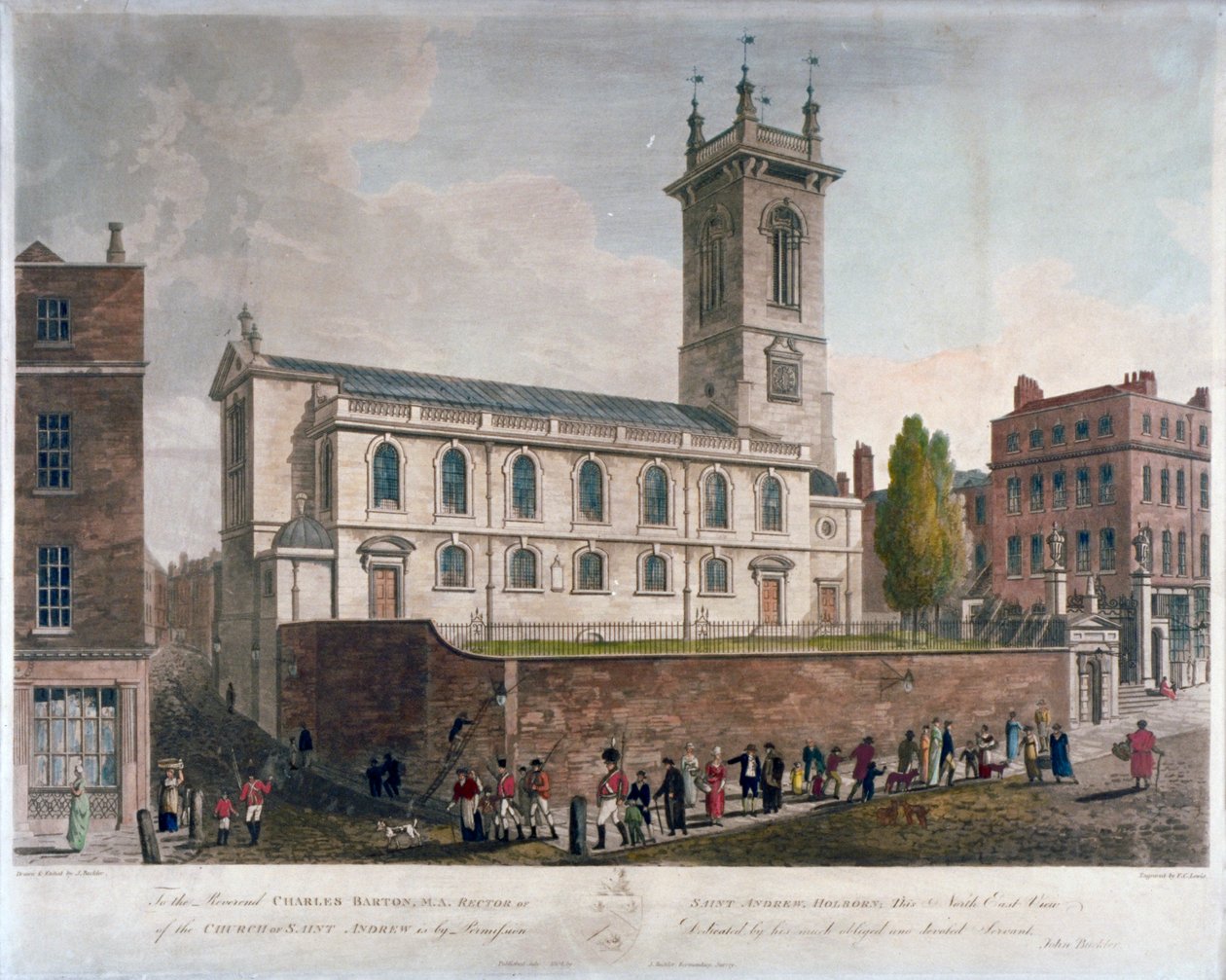 St Andrew Holborn, London, 1804 alkotó: Frederick Christian Lewis