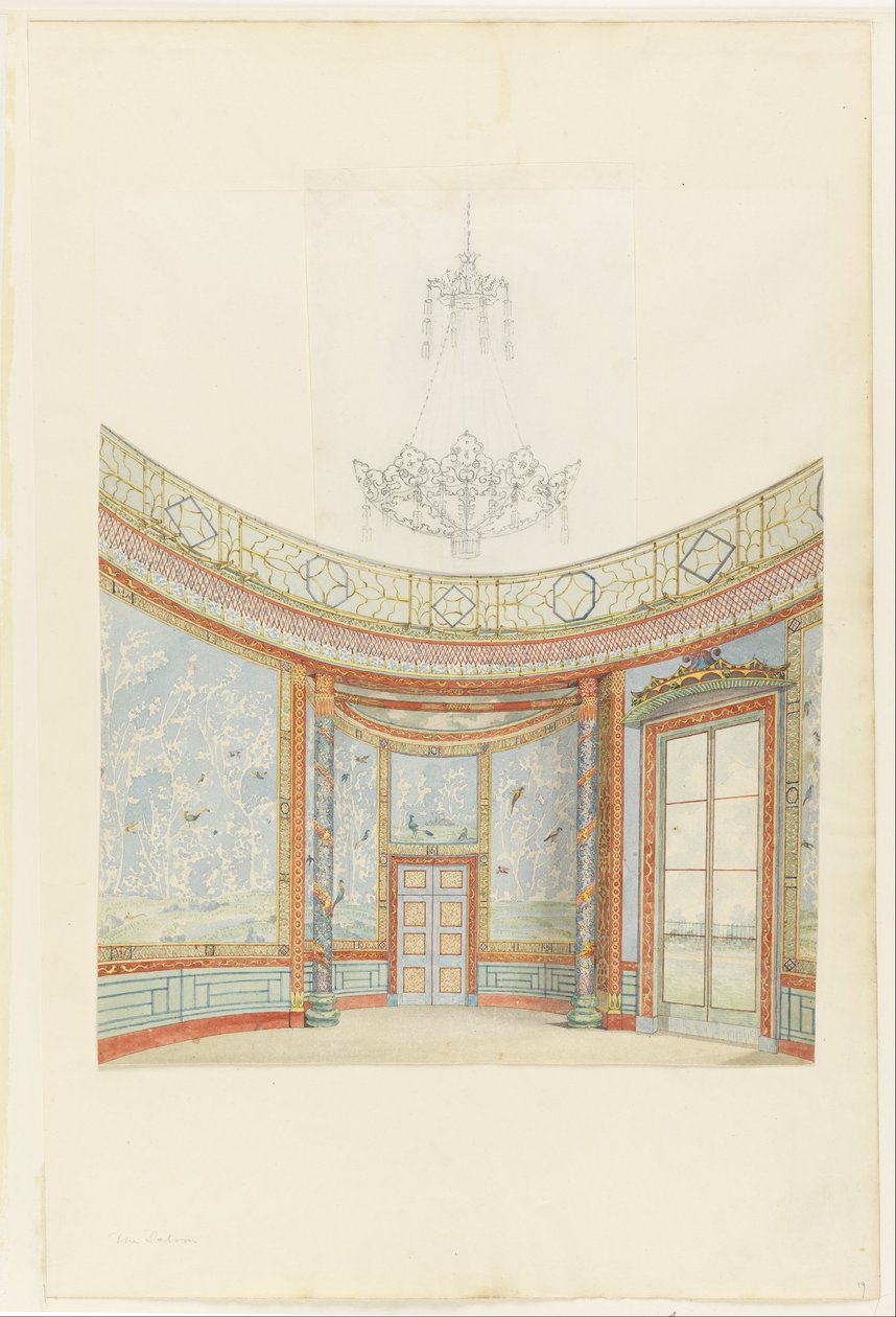 Terv a brightoni Royal Pavillion szalonjának dekorációjához, Brighton alkotó: Frederick Crace