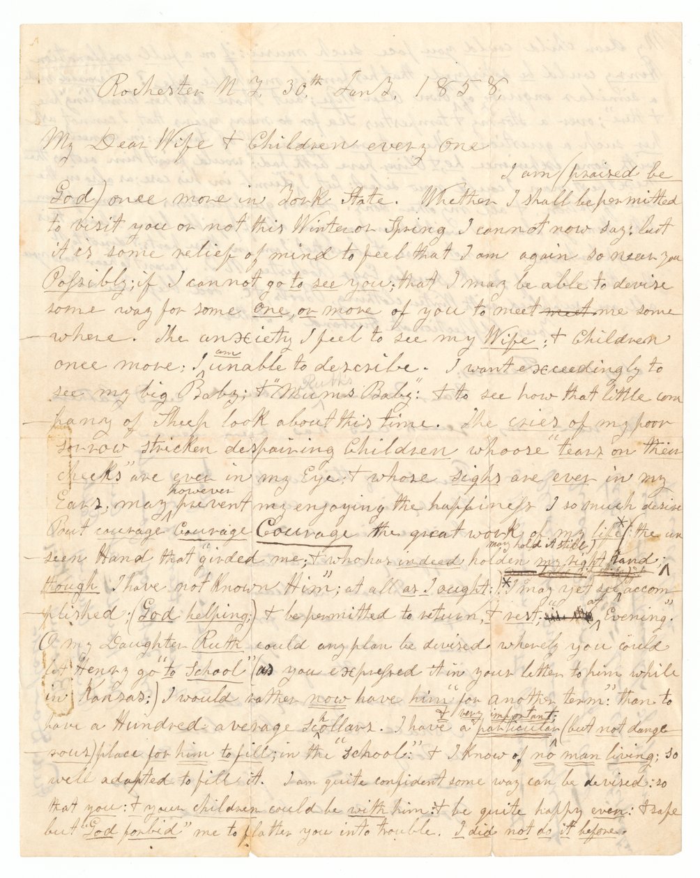 John Brown és Frederick Douglass levele Brown feleségének és gyermekeinek, 1858. január 30-án. alkotó: Frederick Douglass