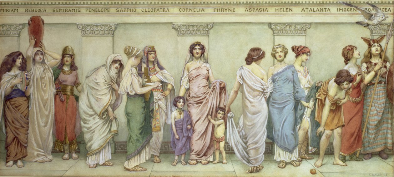 Az ókor nagy női: Miriam, Rebecca, Semiramis, Penelope, Sappho, Kleopátra, Cornelia, Phryne, Aspasia, Helen, Atalanta, Imogen és Boadicea alkotó: Frederick Dudley Walenn