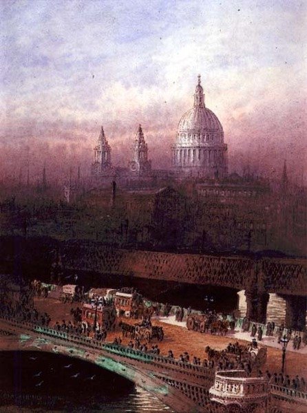 Blackfriars híd és Szent Pál (akvarell papíron) alkotó: Frederick E.J. Goff