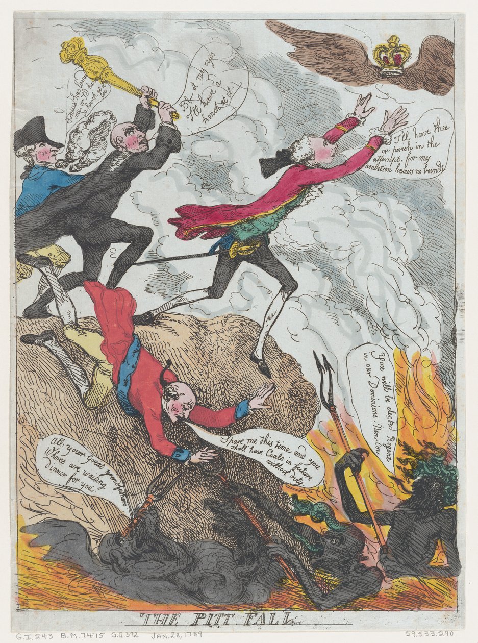 Pitt bukás, 1789. január. alkotó: Frederick George Byron