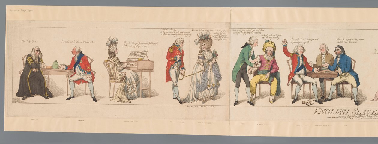 Húsz közéleti személyiség különféle helyzetekben Angol rabszolgaság vagy az idők képe (cím a tárgyon) alkotó: Frederick George Byron