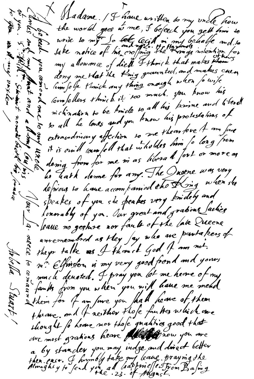 Arabella Stuart levele Shrewsbury grófnőjének, 16. század vége – 17. század eleje, 1865. alkotó: Frederick George Netherclift