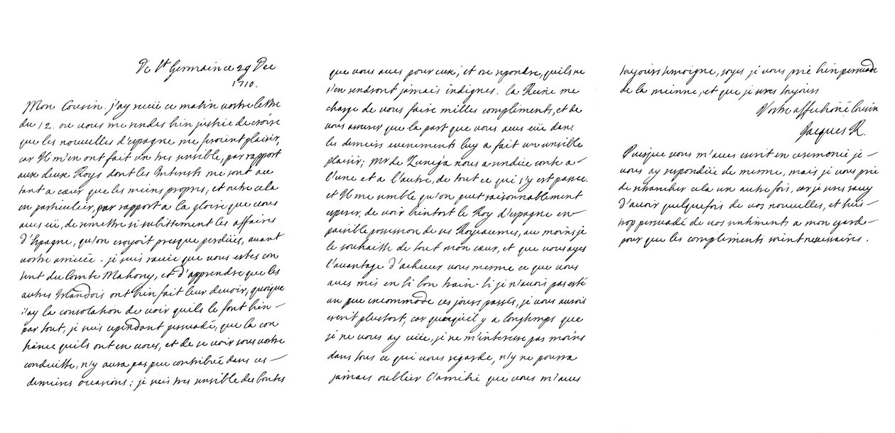 James Francis Edward Stuart, a régi színlelő levele a Duc de Vendome-hoz, 1710 1865. alkotó: Frederick George Netherclift