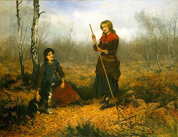 Levelek összegyűjtése (olaj, vászon) alkotó: Frederick Gerald Kinnaird