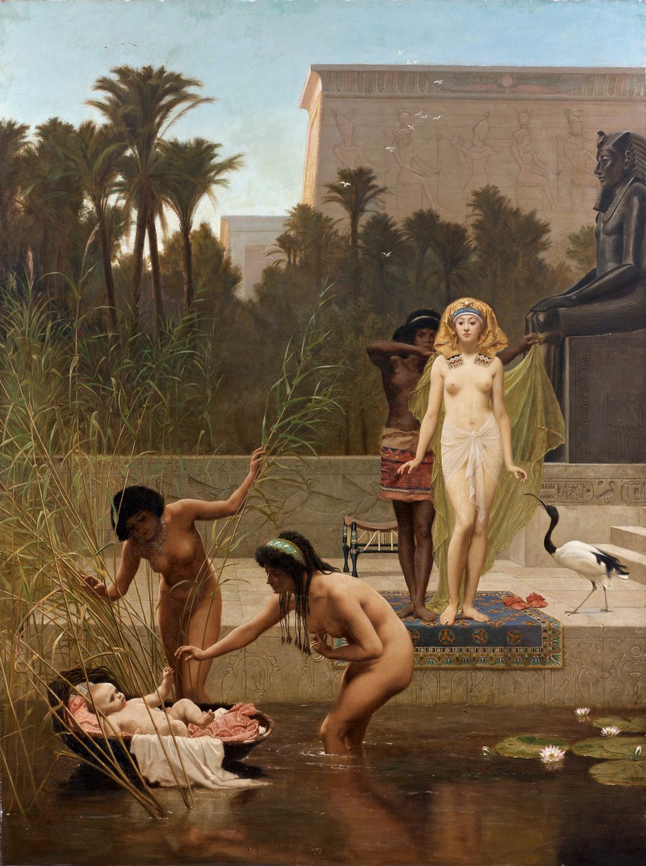 Moses Saves Waters – Goodall, Frederick (1822-1904) Mózes megtalálása. Olaj, vászon, mérete: 152,4x114 alkotó: Frederick Goodall