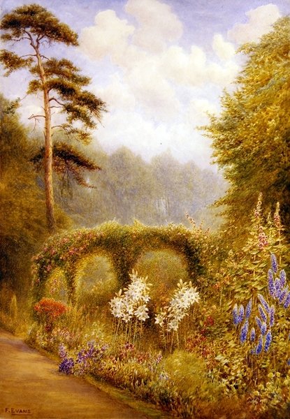 Liliomok és tündérvirágok, Golden Hill Park, London (akvarell, papír) alkotó: Frederick Henry Evans
