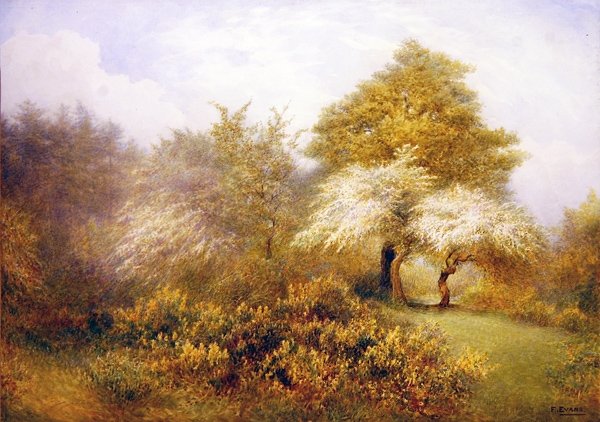 Spring Epping Buckhurst Hill közelében (akvarell papíron) alkotó: Frederick Henry Evans
