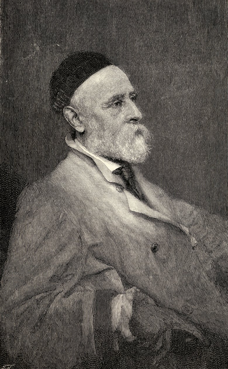 George Frederick Watts portréja, T. Johnson metszete Hollyer fotója után, a "The Century Illustrated Monthly Magazine" 1883. május-októberi számából. alkotó: Frederick Hollyer