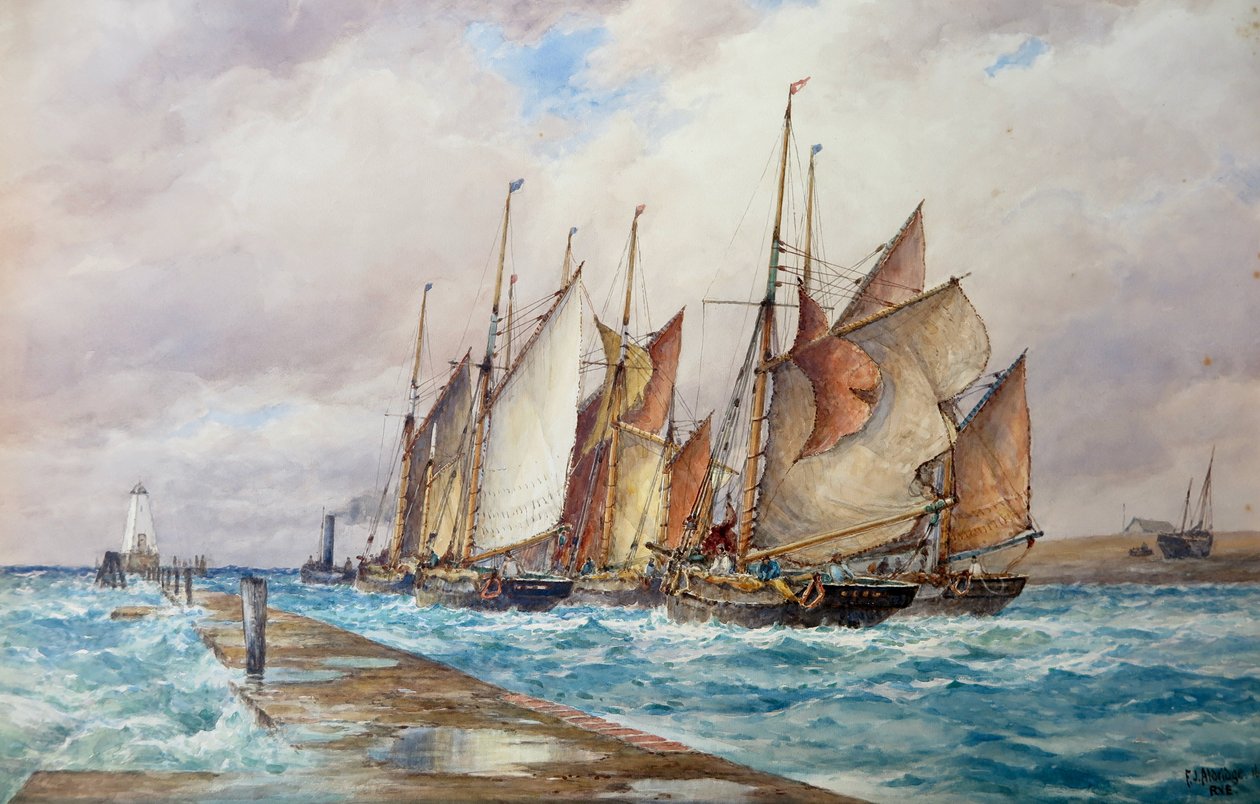 Rye Harbour, Sussex: (akvarell) alkotó: Frederick James Aldridge