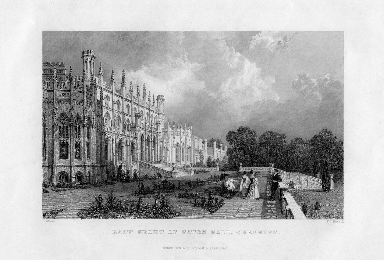 Eaton Hall keleti frontja, Cheshire, 1845 alkotó: Frederick James Havell