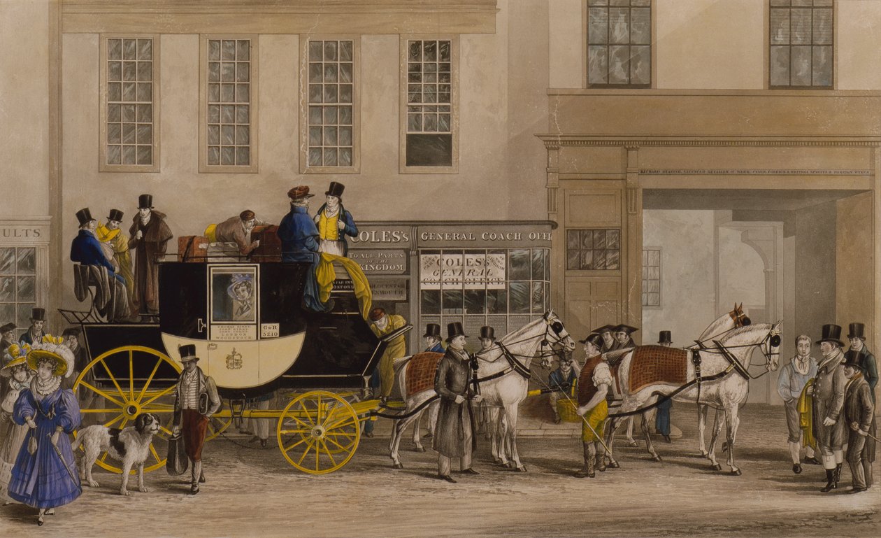 A Blenheim, elhagyva a Star Hotelt, Oxford alkotó: Frederick James Havell
