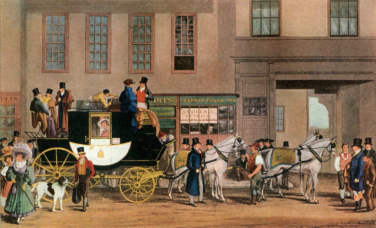 The Blenheim, Leaving the Star Hotel, Oxford, 1831 1927. alkotó: Frederick James Havell