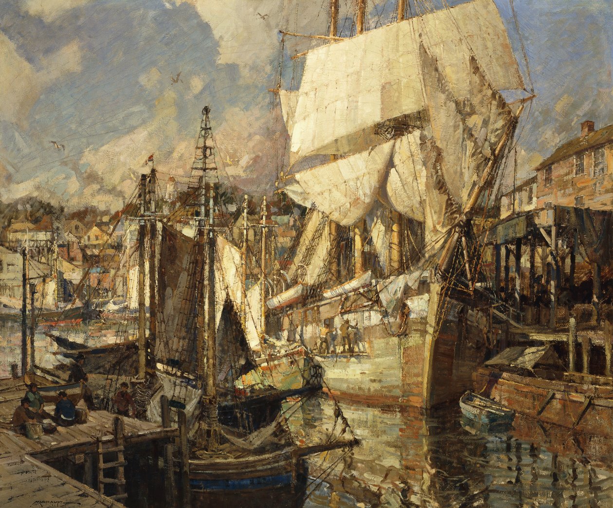 Cadizi sóhajó, Gloucester kikötője alkotó: Frederick John Mulhaupt