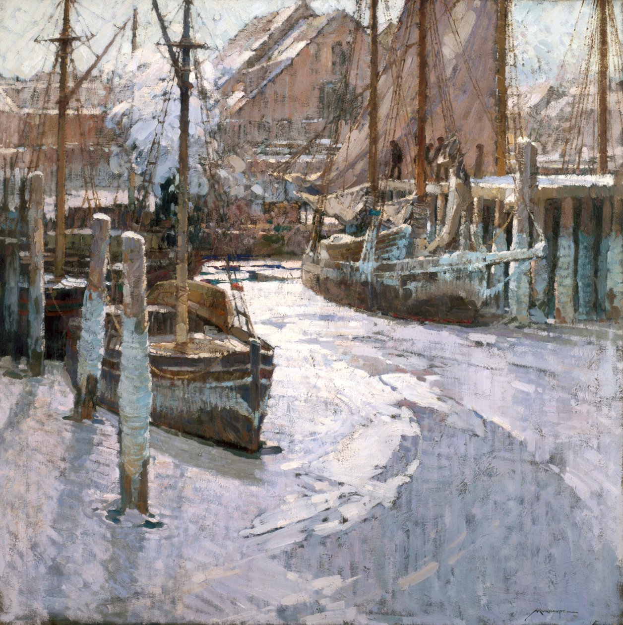 Jéggel kötött edények (olaj, vászon) alkotó: Frederick John Mulhaupt