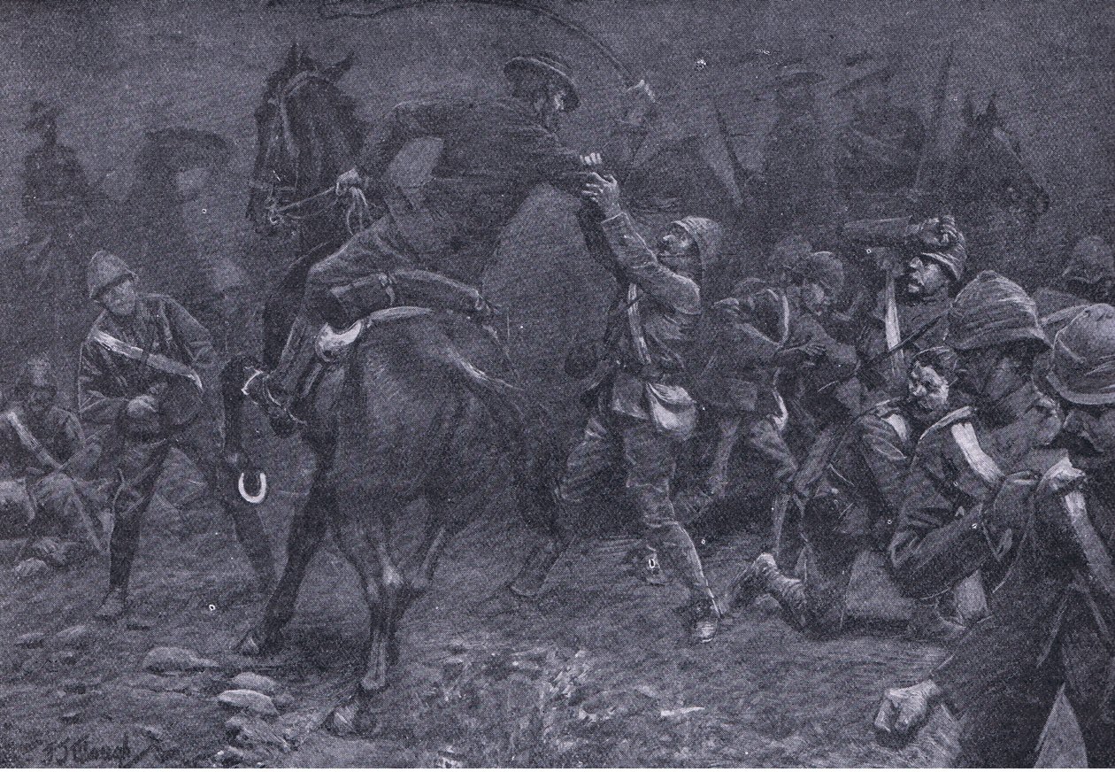Boole-Smith őrnagy foglalkozik De Wettel, az After Pretoria: The Guerilla War című filmből, amelyet a Harmsworth Bros Limited adott ki, 1901 alkotó: Frederick Judd Waugh
