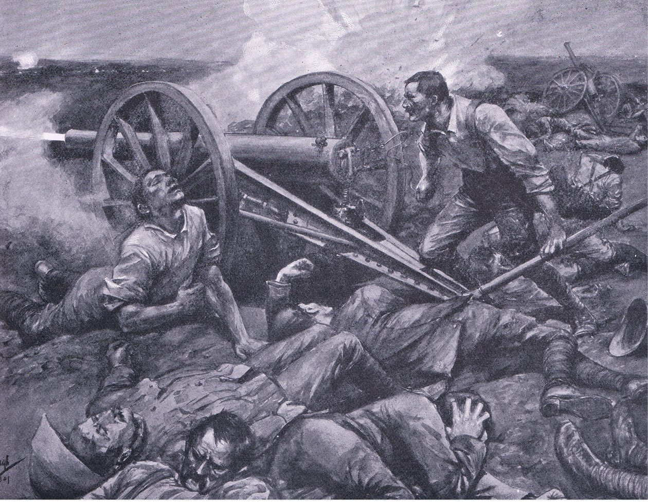 Dewetsdorp védelme: egy 15 fontos egykezes munka, illusztráció az After Pretoria: The Guerilla War, 1902-ből alkotó: Frederick Judd Waugh