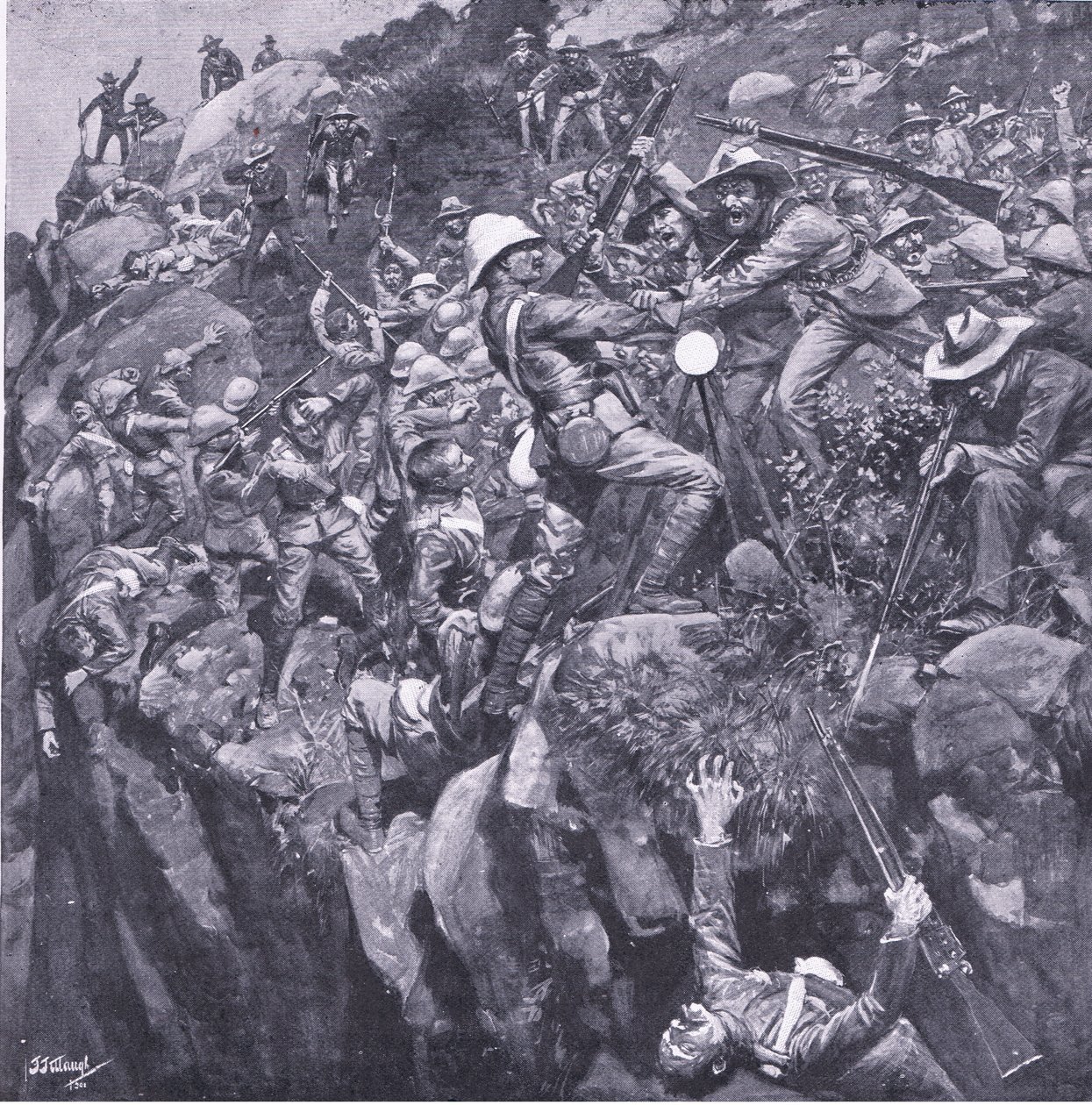 A nooitgeddachti katasztrófa: Egy bátor jeladó vége, a Pretoria után: A gerillaháborúból, a Harmsworth Bros Limited, 1901 alkotó: Frederick Judd Waugh