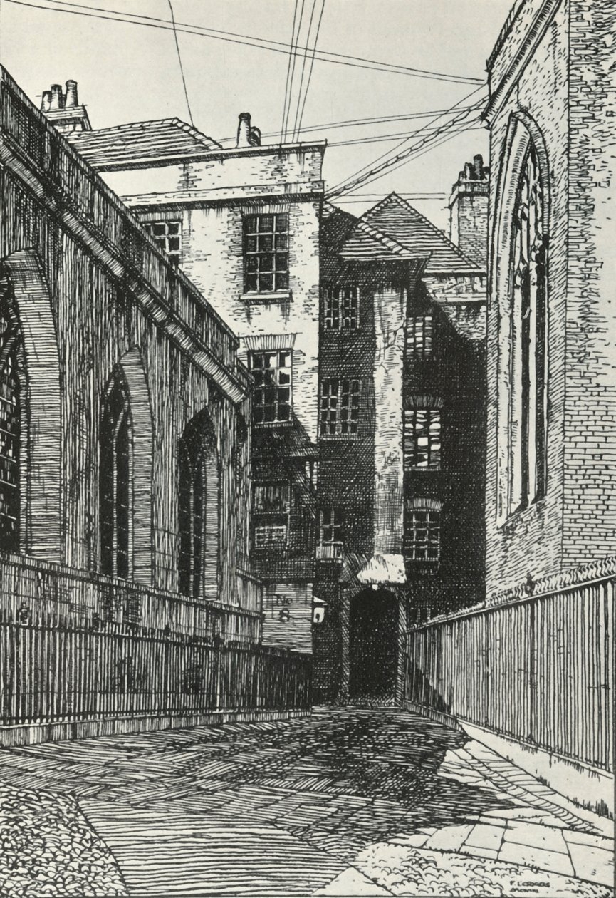 A londoni Cityben található Cliffords Inn csarnokának déli oldala, 1903, 1934. alkotó: Frederick Landseer Maur Griggs