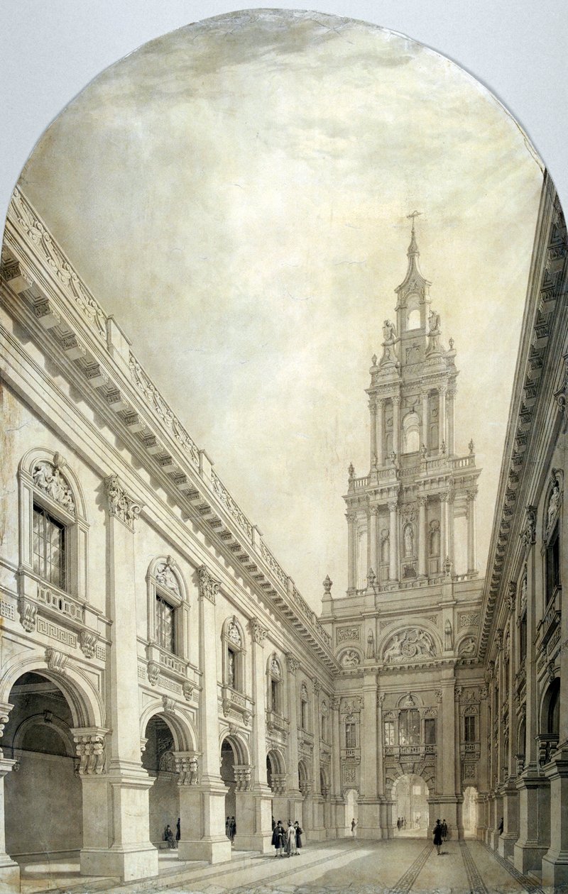 Tervezés az új Royal Exchange számára, 1839. alkotó: Frederick Mackenzie