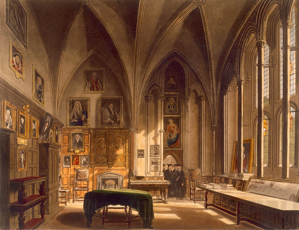 A Chapter House belseje, illusztráció az "Oxford története" című műből, J. Bluck (1791-1831) metszete, kiadta R. Ackermann, 1813 (akvatinta). alkotó: Frederick Mackenzie