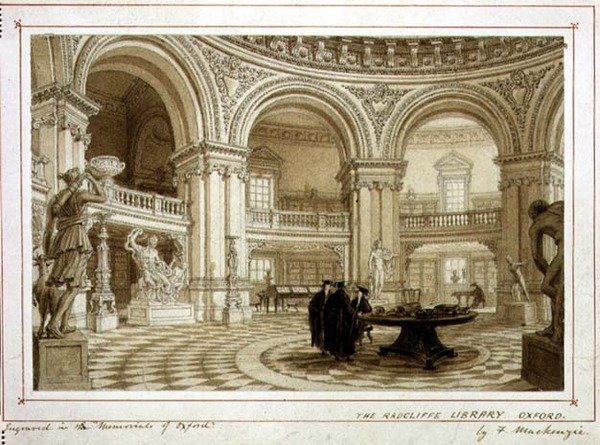 The Radcliffe Library, Oxford, 1835 körül (akvarell papíron) alkotó: Frederick Mackenzie