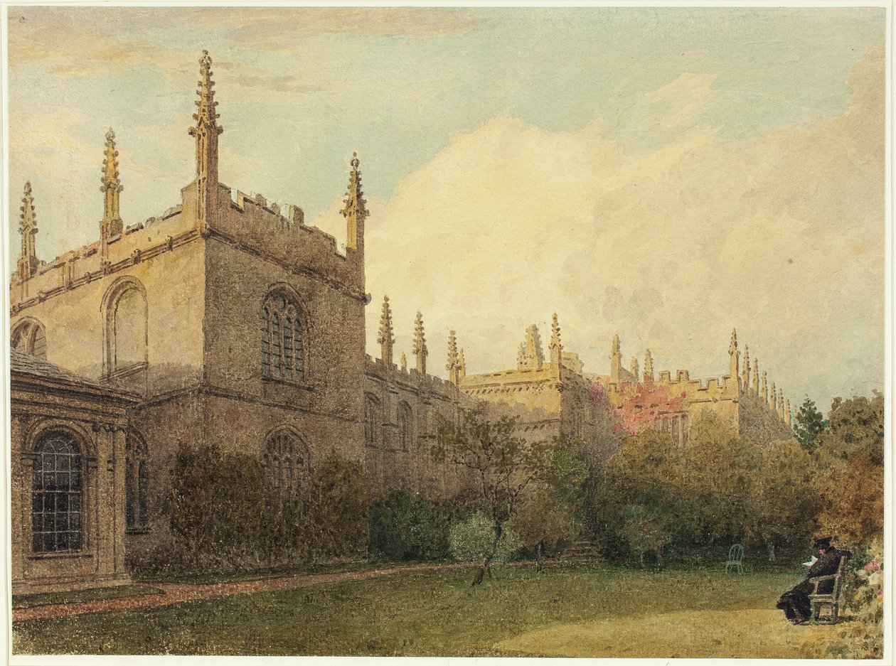 Az egyetem épületei az Exeter College Gardens felől alkotó: Frederick Mackenzie