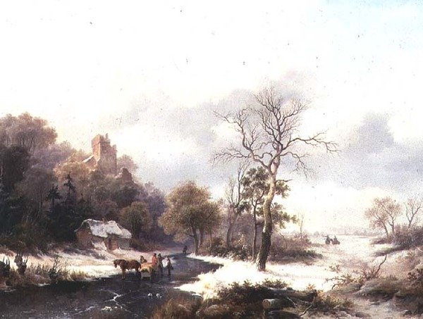 Utazók téli tájon alkotó: Frederick Marianus Kruseman