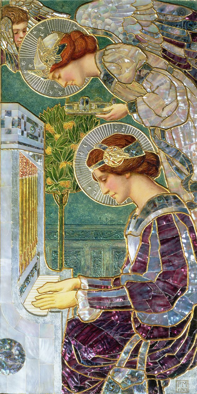 Szent Cecília, 1903 (festett dombormű, gyöngyház) alkotó: Frederick Marriott