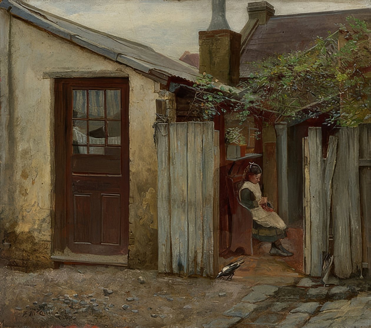 Lány madár a King Street Bakery előtt. 1886 alkotó: Frederick McCubbin