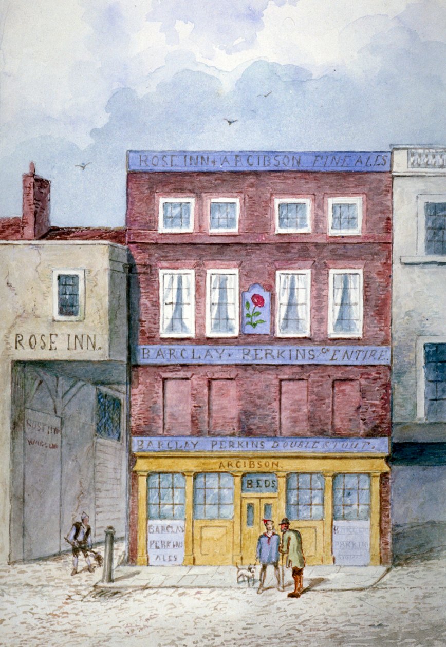 A Rose Inn, Farringdon Street, London City, 1838 alkotó: Frederick Napoleon Shepherd