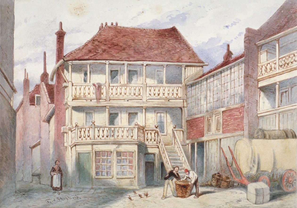Kilátás a French Horn Tavernre, Holborn, London, 1840 alkotó: Frederick Napoleon Shepherd