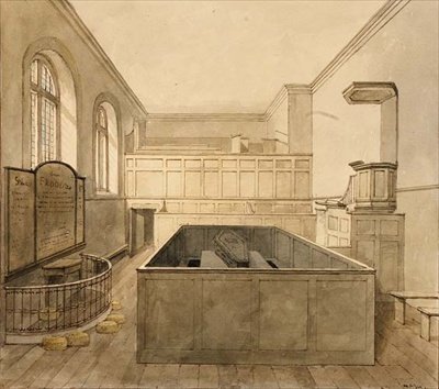 A kápolna, Newgate börtön (akvarell) alkotó: Frederick Nash